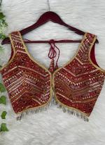 Heavy Georgette Silk Maroon Navratri Wear Sequins Work Readymade Blouse